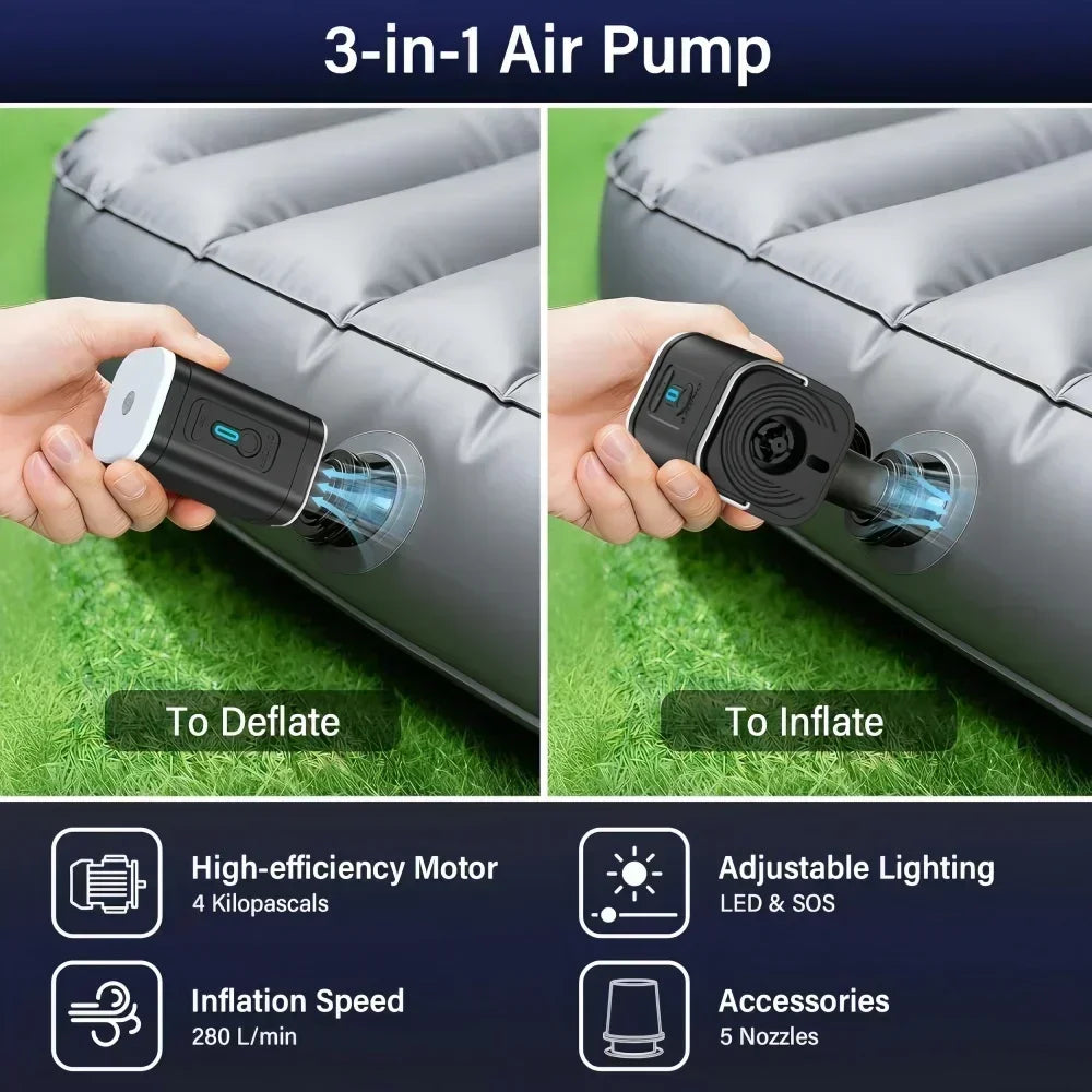 Mini Portable Air Pump Wireless Electric Vacuum Pump to Inflate Deflate for Pool Floats, Air Bed, Vacuum Storage Bags