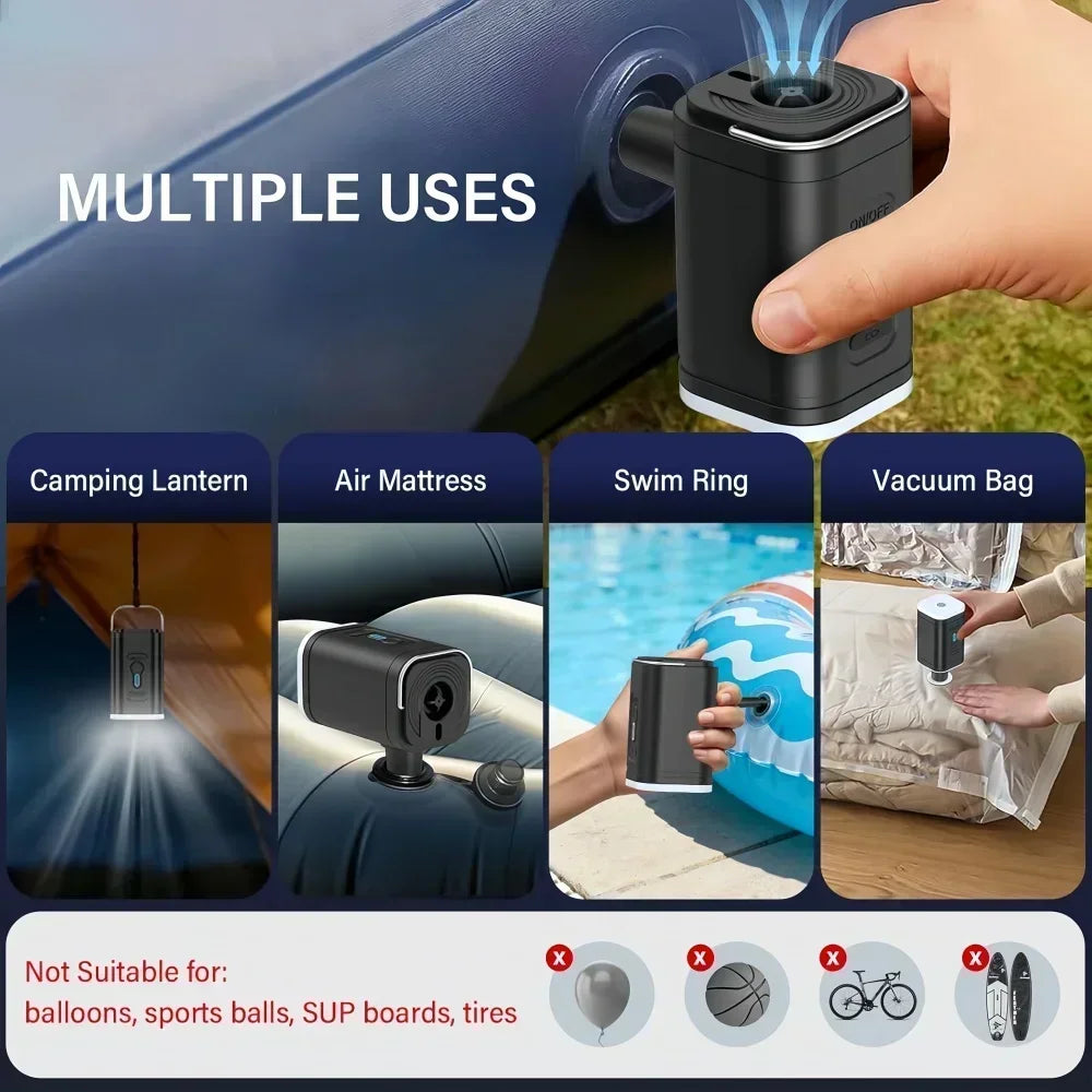 Mini Portable Air Pump Wireless Electric Vacuum Pump to Inflate Deflate for Pool Floats, Air Bed, Vacuum Storage Bags