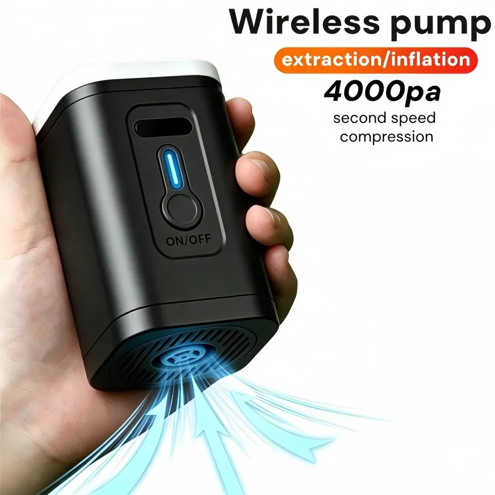 Mini Portable Air Pump Wireless Electric Vacuum Pump to Inflate Deflate for Pool Floats, Air Bed, Vacuum Storage Bags